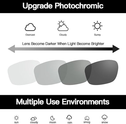 Photochromic Sunglasses with Anti-glare Polarized Lens- Day & Night Driving Safety Glasses